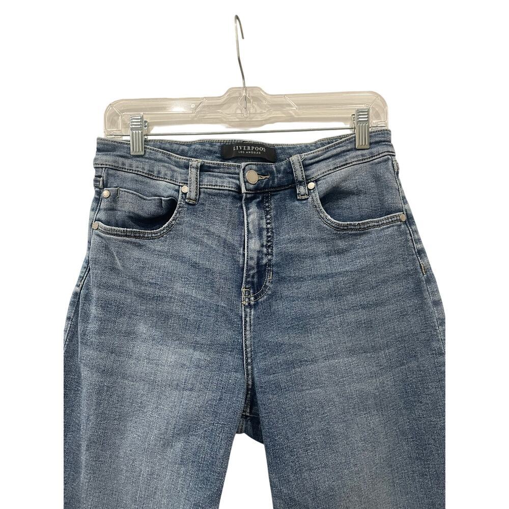 Liverpool Petite Wide Leg High Rise Stretch Medium Wash Denim Jeans Size 28P - Picture 6 of 7